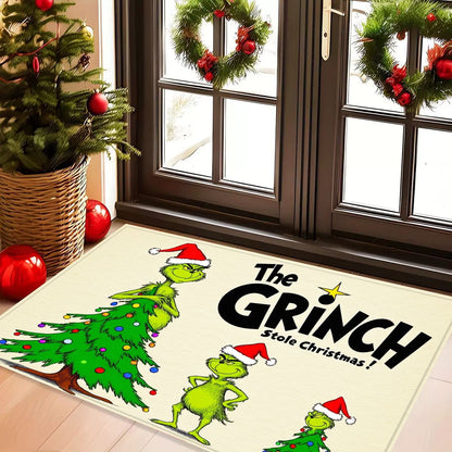 Christmas Grinch Rug, Living Room Entryway Holiday Decor, Skin-Friendly, Wear-Resistant, Easy-to-Clean
