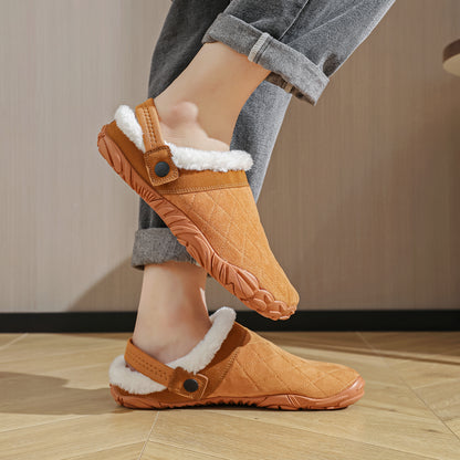 Chamois Leather Winter Home Slippers For Men Women Warm Cotton Bedroom Flip Flops Wide Toe Shoes Ba 3