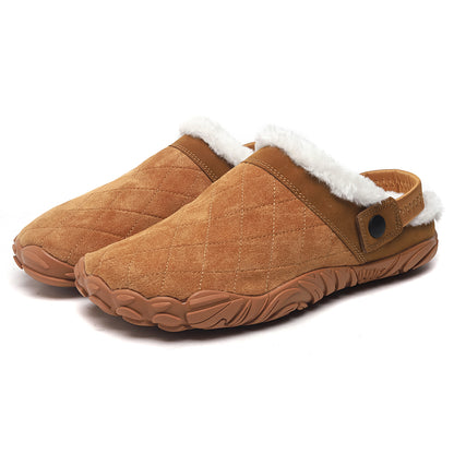 Chamois Leather Winter Home Slippers For Men Women Warm Cotton Bedroom Flip Flops Wide Toe Shoes Ba 6