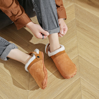 Chamois Leather Winter Home Slippers For Men Women Warm Cotton Bedroom Flip Flops Wide Toe Shoes Ba 5