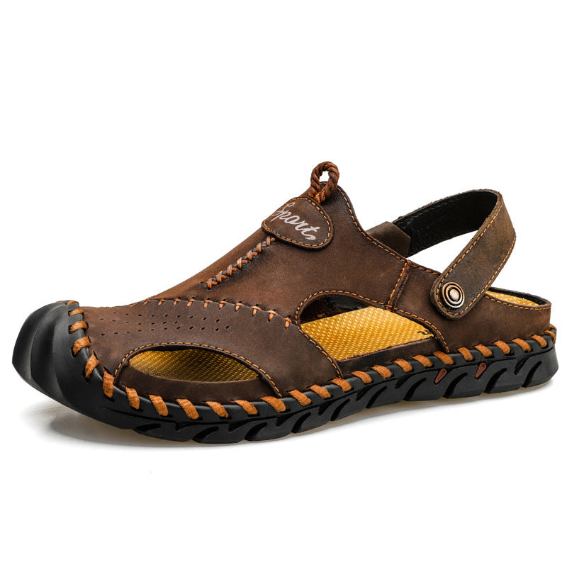 High Quality Genuine Leather Mens Sandals Summer Outdoor Beach Shoes Soft Comfortable Slippers For  7