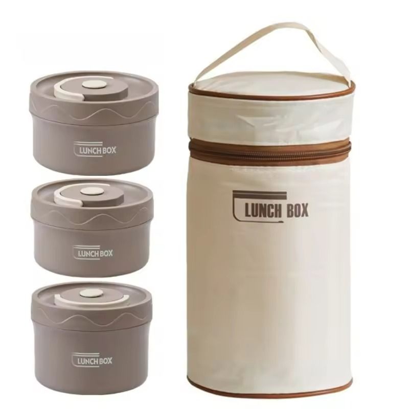 3PCS Stainless Steel Lunch Box Set with Insulated Bag & Multi-Compartment Containers