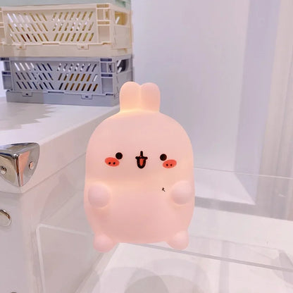 Creative Atmosphere Rabbit Night Light Bedhead Bedroom LED Small Table Light Non Plug In Floor Stand