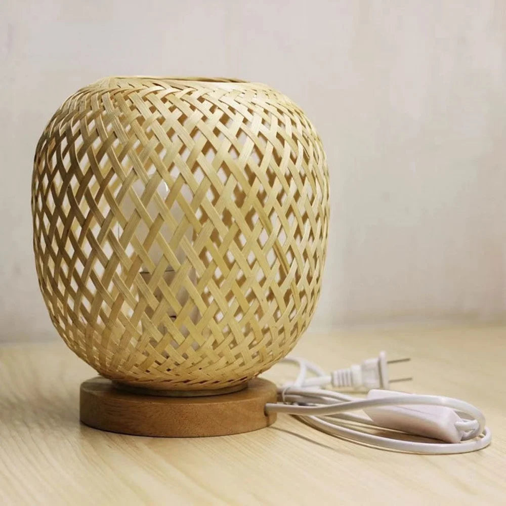 Bamboo Woven Table Lamp Adjustable Rattan Table Lamp For Bedside And Home Decoration 5