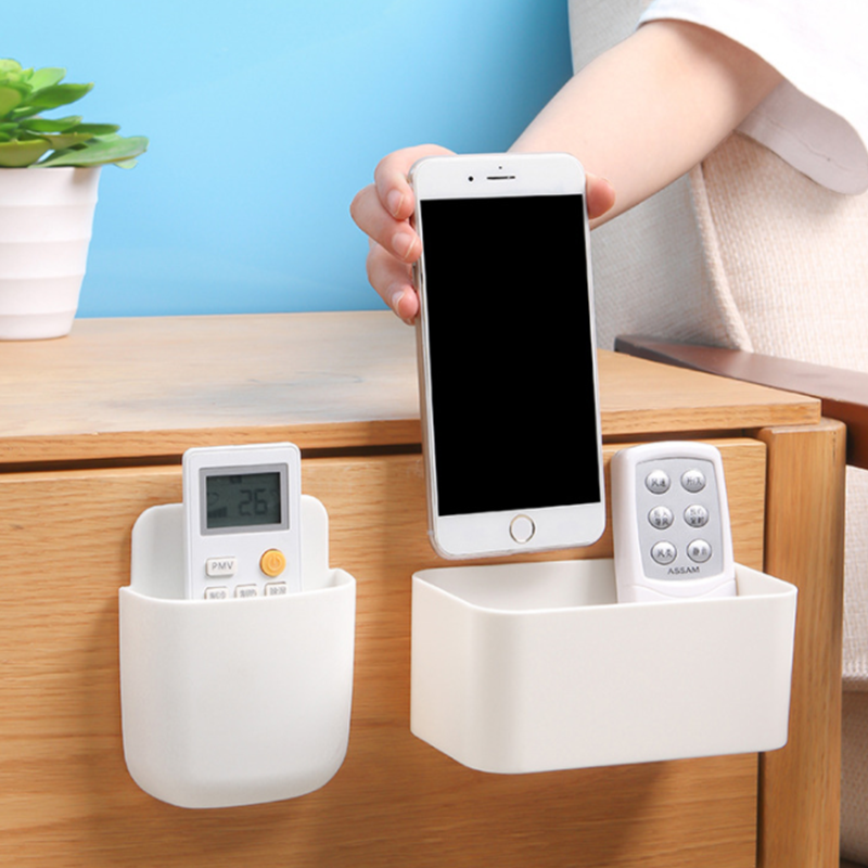 Wall Mounted Cosmetic Storage Box, Bathroom Storage Rack Shelf, Remote Control Phone Holder Organizer