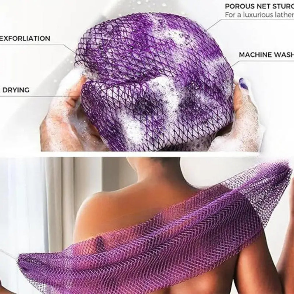 African Net Sponges, Authentic Exfoliating Bath Sponge Scrub, Deep Cleaning for Body, Arm, Foot, and Neck Skin