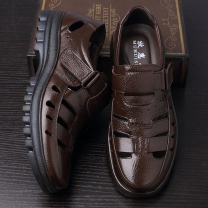 Fashionable Hollow Out Leather Shoes for Men Luxury Casual Summer Sandals High Quality Breathable Men