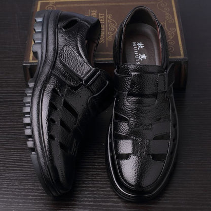 Fashionable Hollow Out Leather Shoes For Men Luxury Casual Summer Sandals High Quality Breathable M 1