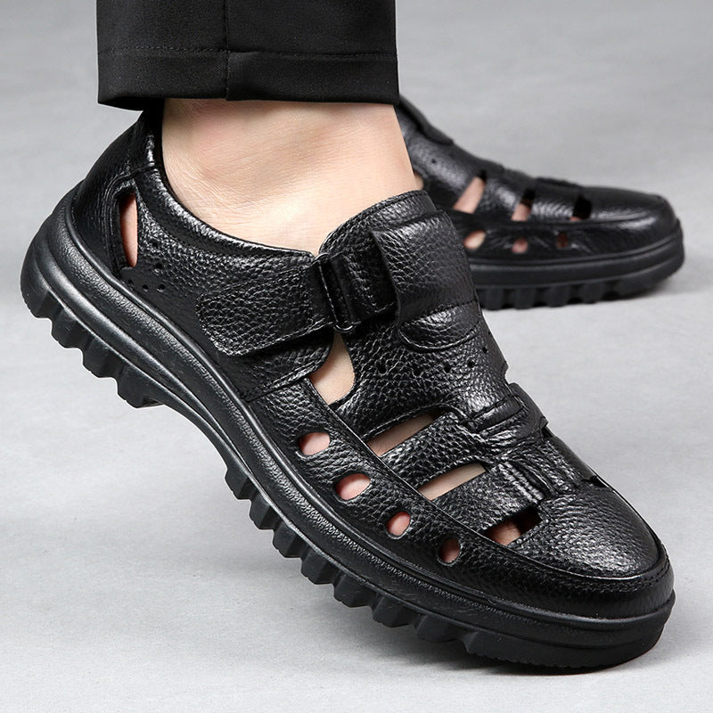 Fashionable Hollow Out Leather Shoes For Men Luxury Casual Summer Sandals High Quality Breathable M 5