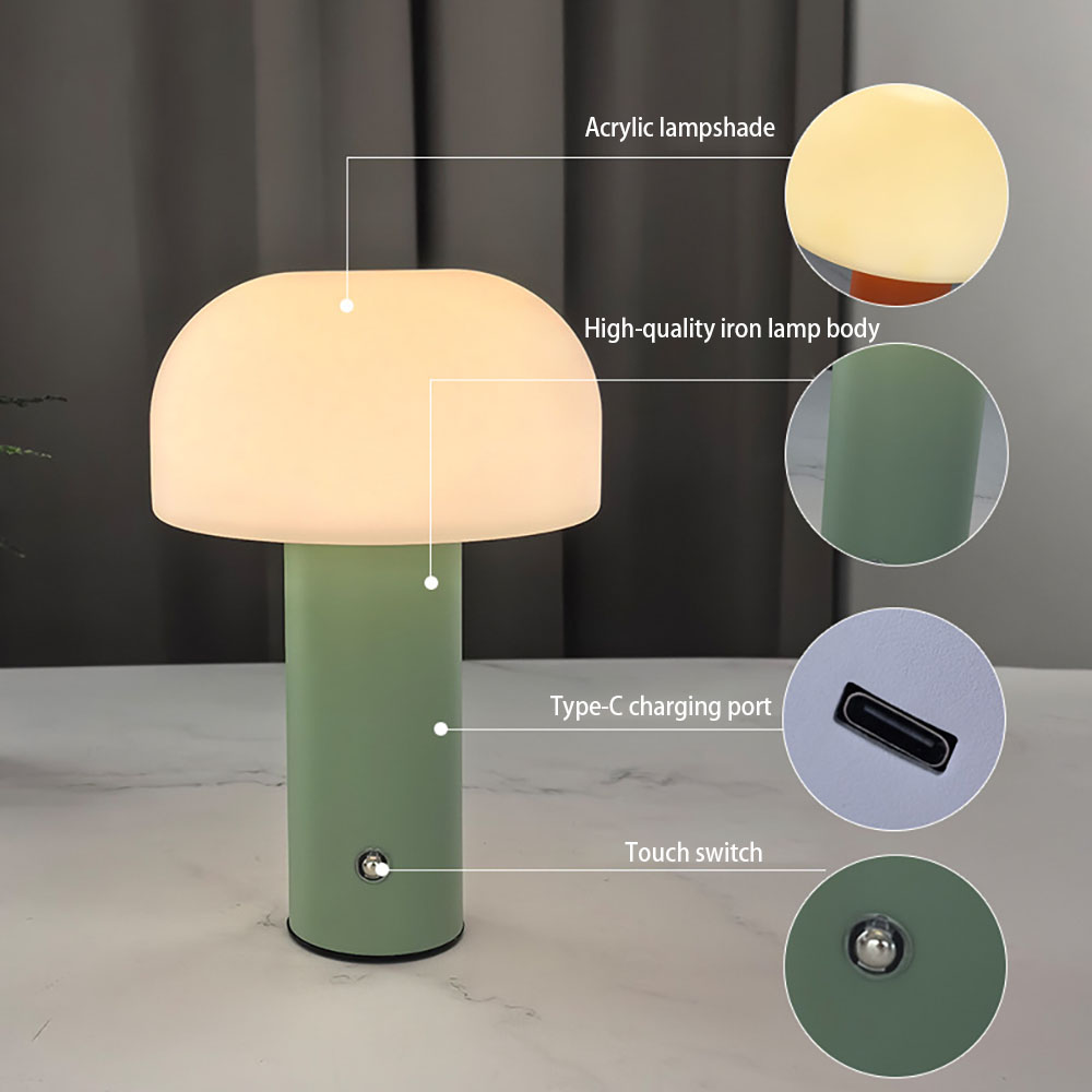LED Charging Table Lamp New Mushroom Lamp With 3Colors Dimming Mushroom Night Light For Bar And Bed 2