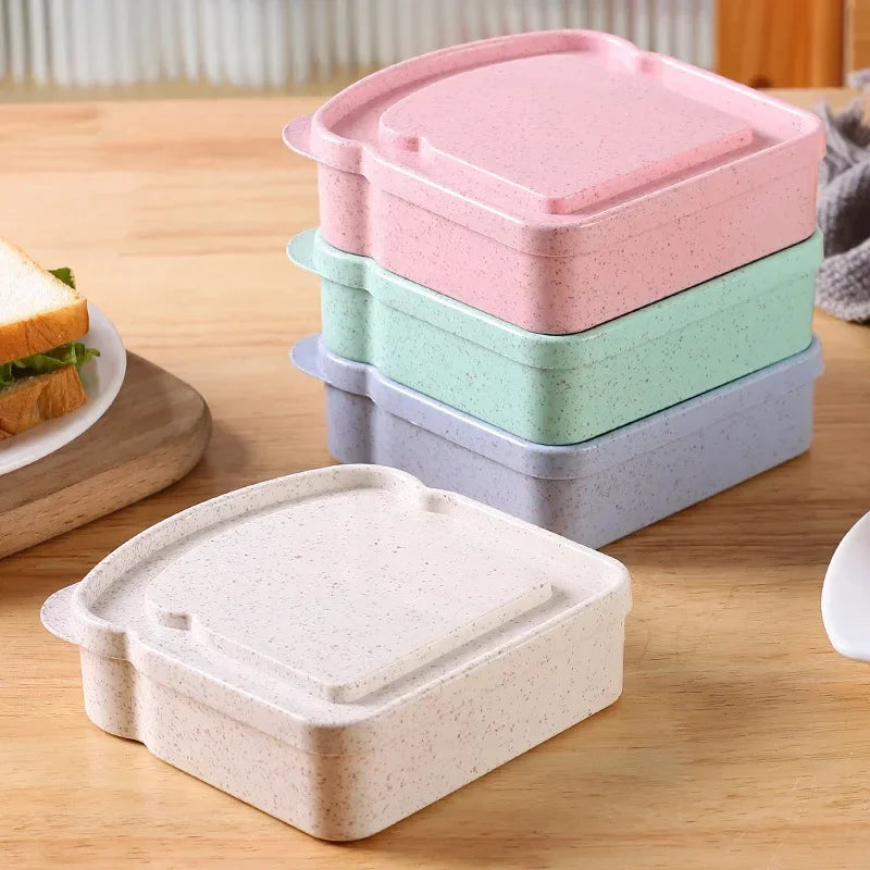 Sandwich Silicone Bento Box, Toast Shaped Lunch Box with Lid, Perfect for School, Office, and Outdoor Meals