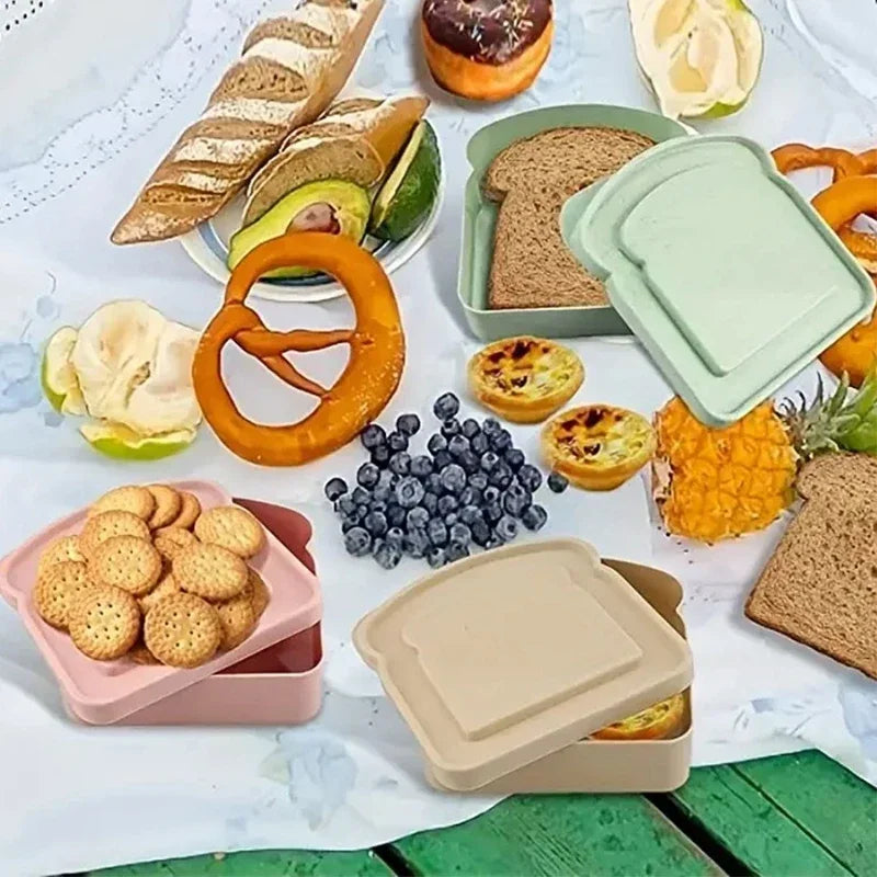 Sandwich Silicone Bento Box, Toast Shaped Lunch Box with Lid, Perfect for School, Office, and Outdoor Meals