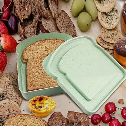 Sandwich Silicone Bento Box, Toast Shaped Lunch Box with Lid, Perfect for School, Office, and Outdoor Meals