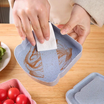 Sandwich Silicone Bento Box, Toast Shaped Lunch Box with Lid, Perfect for School, Office, and Outdoor Meals