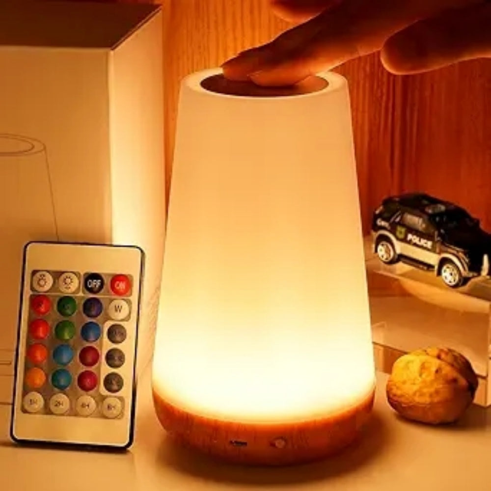 Bedroom Portable Table Bedside Night Lamp, USB Rechargeable Dimmable Touch Lamp, RGB Colors Night Lights Baby Kids