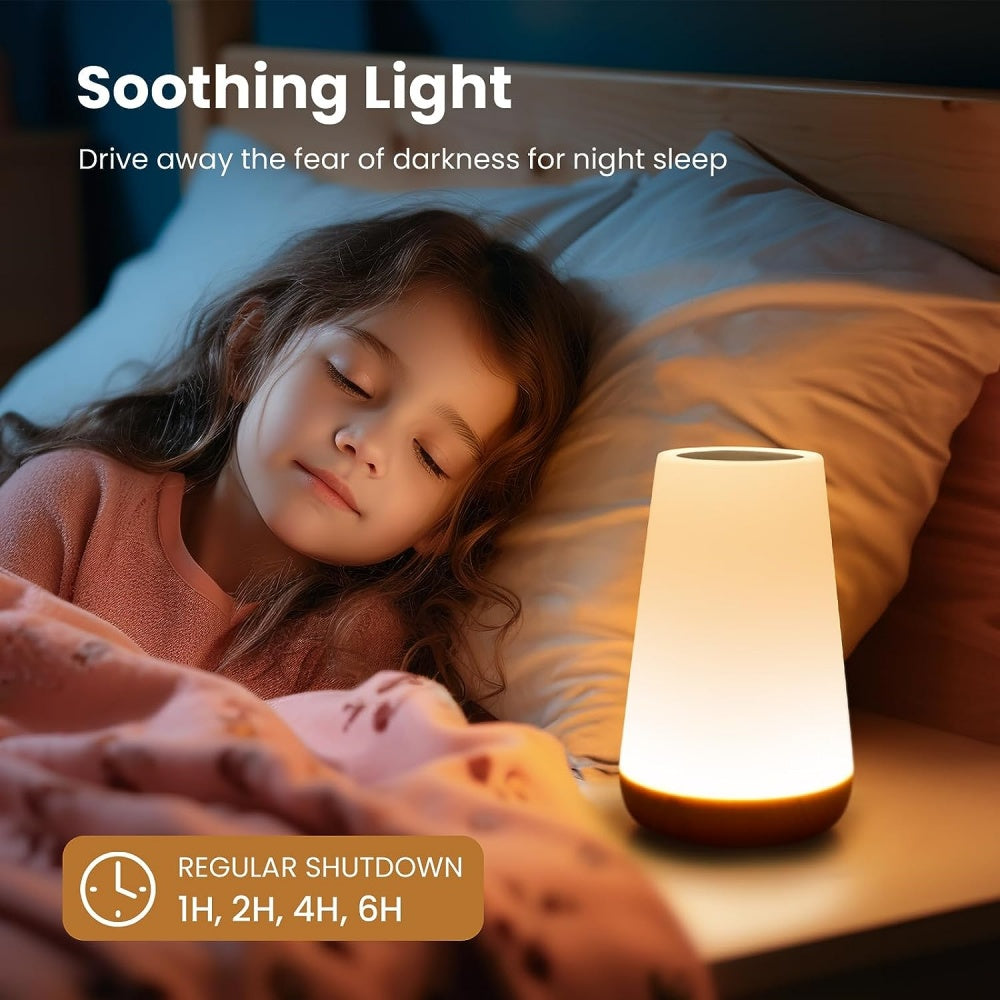 Bedroom Portable Table Bedside Night Lamp, USB Rechargeable Dimmable Touch Lamp, RGB Colors Night Lights Baby Kids