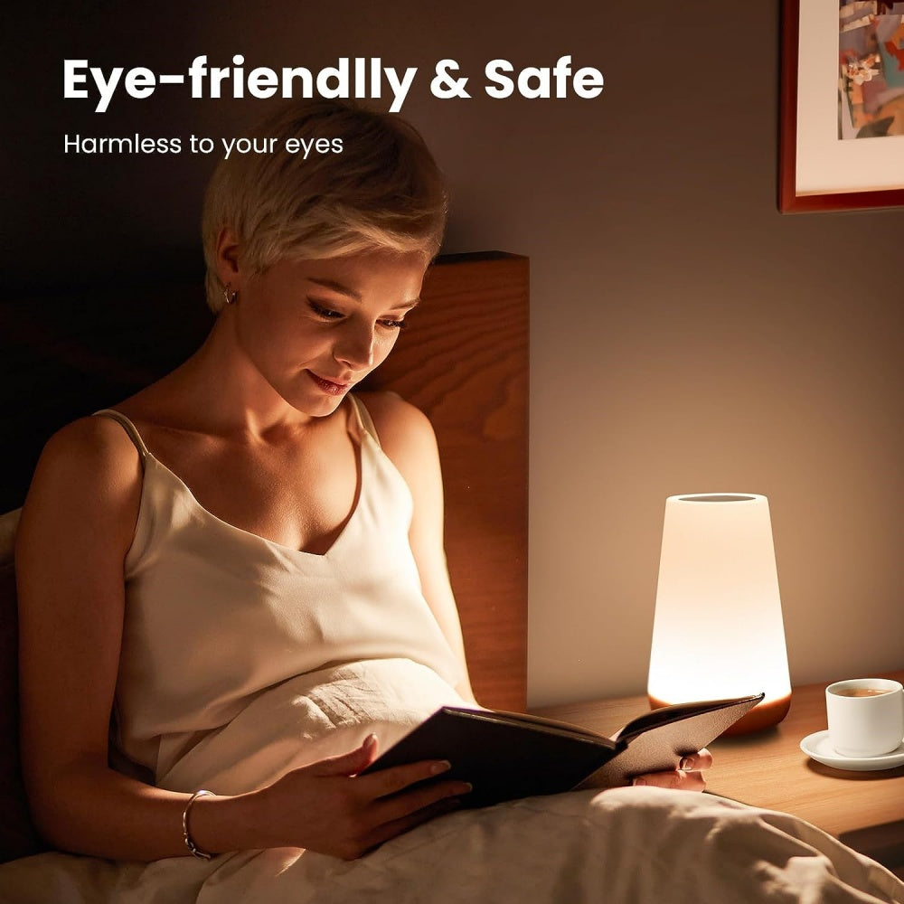Bedroom Portable Table Bedside Night Lamp, USB Rechargeable Dimmable Touch Lamp, RGB Colors Night Lights Baby Kids