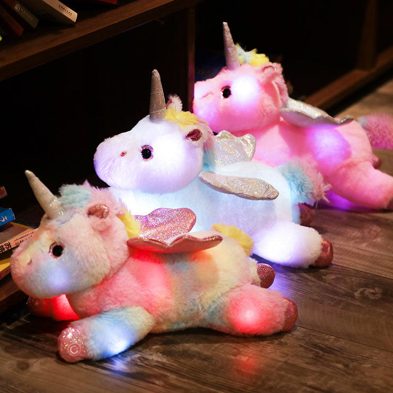 Glowing Unicorn Pillow LED Light Stuffed Plush Toy Creative Luminous Cushion For Children Great Gif 1