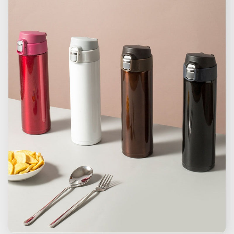 Creative Bullet Cover Thermos Cup, Simple Solid Color Water Cup, Students Go To School Design