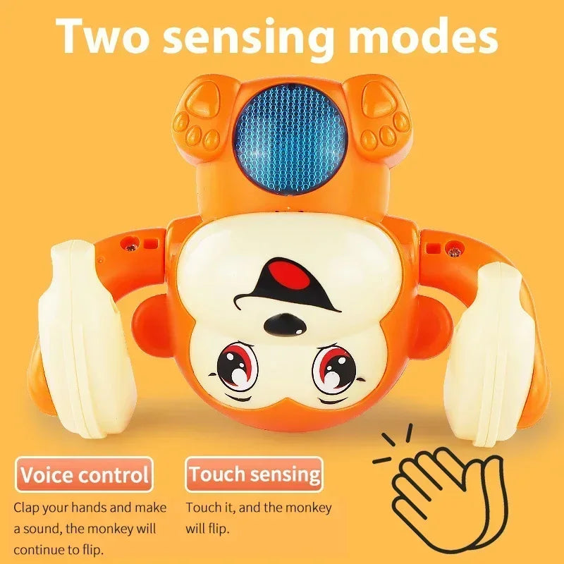 Infant Moving Flipping Dancing Toys Musical Monkey With Light Baby Crawling Interactive Tummy Time  5