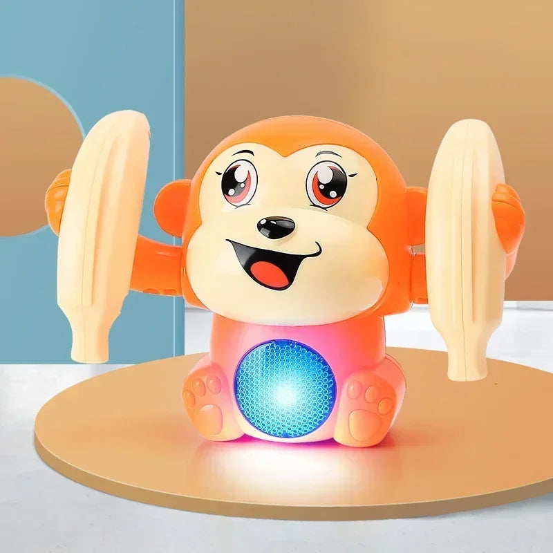 Infant Moving Flipping Dancing Toys, Musical Monkey with Light, Baby Crawling Interactive Tummy Time Gift for Toddlers