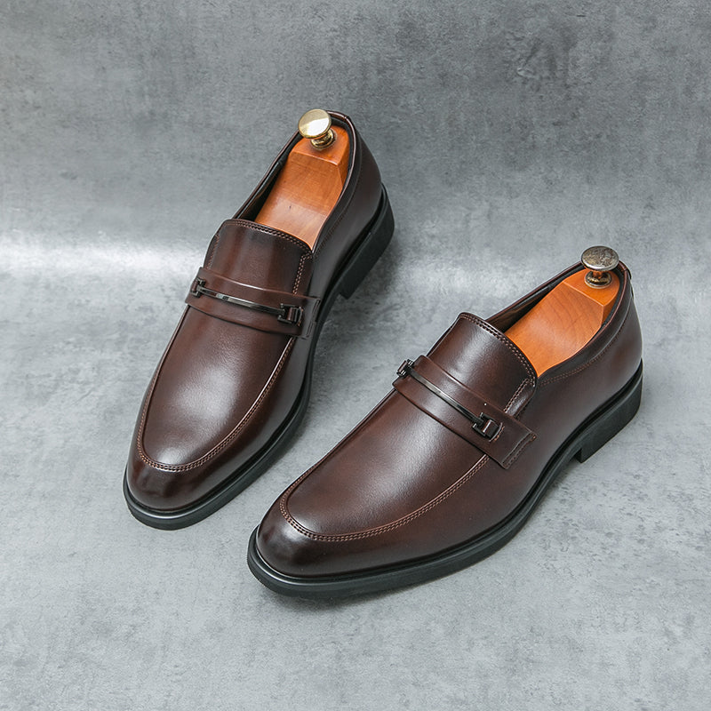 Classic Style Mens Formal Leather Shoes Slip On Loafers Breathable Round Toe NonSlip Business Dress 2