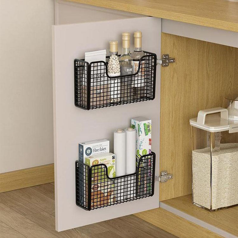 Punchfree Kitchen Cabinet Door Storage Box Iron Rack Wallmounted Plastic Wrap Rack For Refrigerator 2