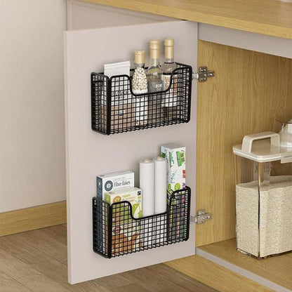 Punchfree Kitchen Cabinet Door Storage Box Iron Rack Wallmounted Plastic Wrap Rack For Refrigerator 2
