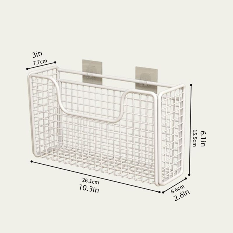 Punchfree Kitchen Cabinet Door Storage Box Iron Rack Wallmounted Plastic Wrap Rack For Refrigerator 5