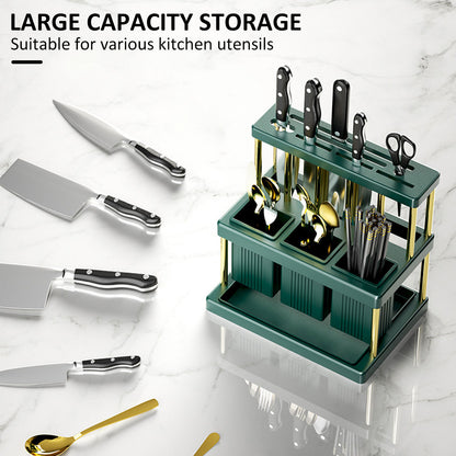 Kitchen Knife Holder MultiFunction Cutter And Cutlery Drainer Rack Space Saving Utensil Organiser R 1