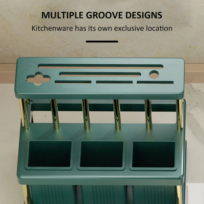 Kitchen Knife Holder MultiFunction Cutter And Cutlery Drainer Rack Space Saving Utensil Organiser R 4