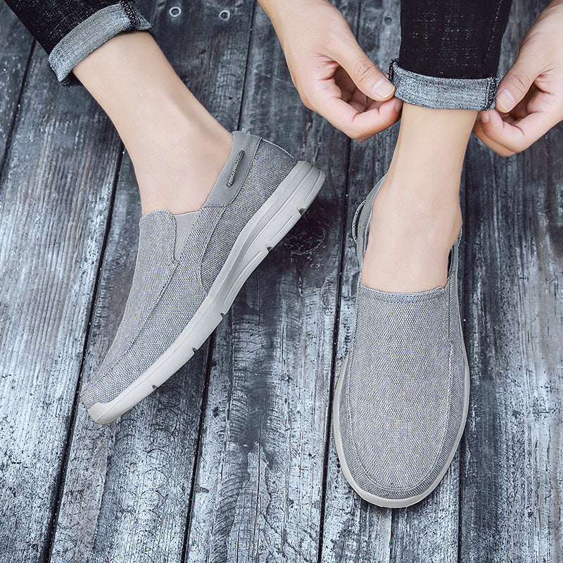 Fashion Casual Men Shoes Lightweight Breathable Canvas Slip On Loafers Driving Sneakers Summer Shoe 1