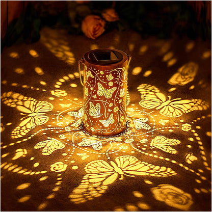 Outdoor Butterfly Solar Lanterns, Waterproof Hanging LED Lights, Metal Decorative for Garden, Lawn & Pathway Landscape