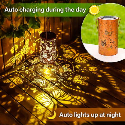 Outdoor Butterfly Solar Lanterns Waterproof Hanging LED Lights Metal Decorative For Garden Lawn  Pa 2