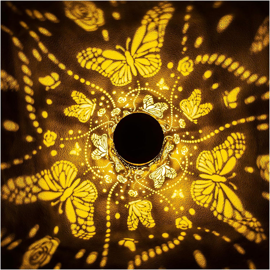 Outdoor Butterfly Solar Lanterns Waterproof Hanging LED Lights Metal Decorative For Garden Lawn  Pa 4