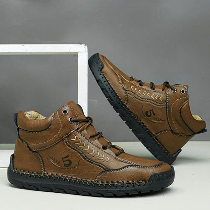Breathable Casual Leather Shoes Men Handmade Autumn Outdoor Design Sneakers Ankle Boots for Men
