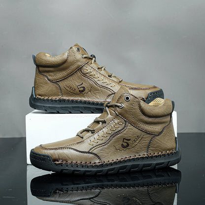 Breathable Casual Leather Shoes Men Handmade Autumn Outdoor Design Sneakers Ankle Boots for Men