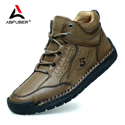 Breathable Casual Leather Shoes Men Handmade Autumn Outdoor Design Sneakers Ankle Boots for Men