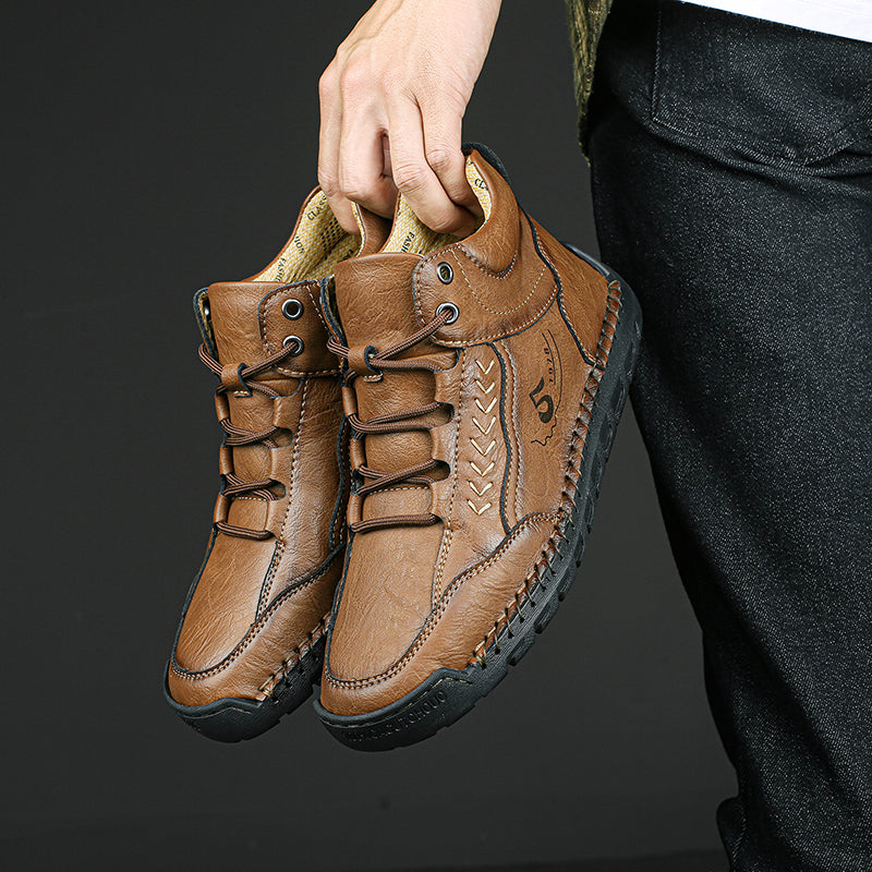 Breathable Casual Leather Shoes Men Handmade Autumn Outdoor Design Sneakers Ankle Boots for Men