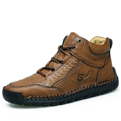 Breathable Casual Leather Shoes Men Handmade Autumn Outdoor Design Sneakers Ankle Boots for Men