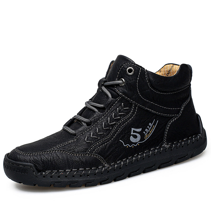 Breathable Casual Leather Shoes Men Handmade Autumn Outdoor Design Sneakers Ankle Boots for Men