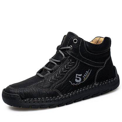 Breathable Casual Leather Shoes Men Handmade Autumn Outdoor Design Sneakers Ankle Boots for Men