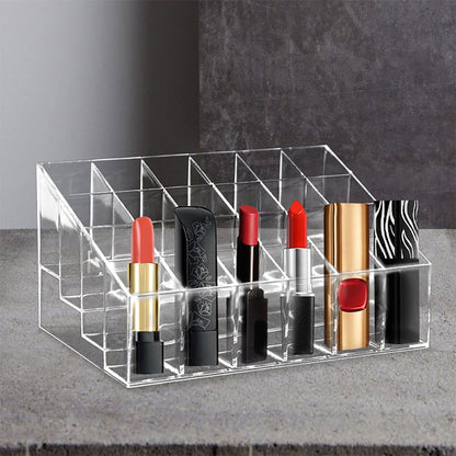 Acrylic 24 Grid Lipstick Holder, Cosmetic Storage Box, Nail Polish Organizer, Jewelry Display Rack