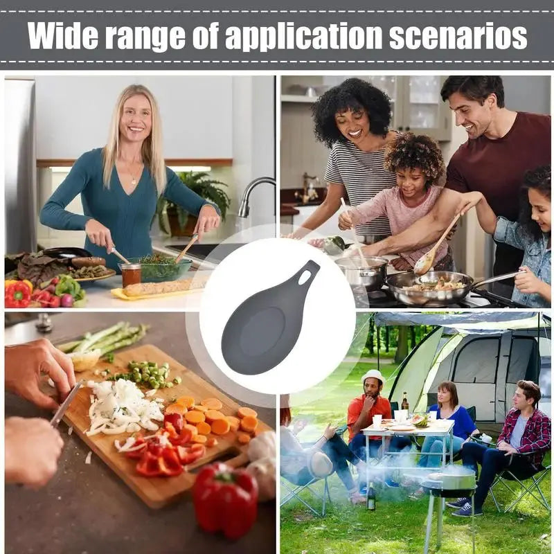Heat Resistant Silicone Spoon Rest, Spatula Holder, Utensil Placemat Tray