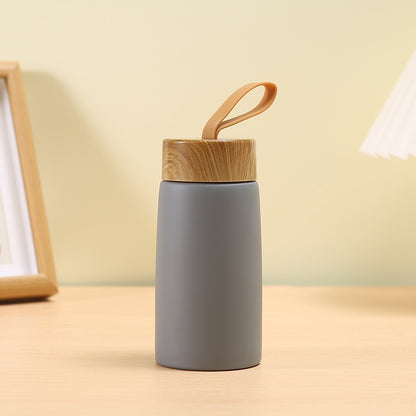 New Style Portable Vacuum Thermos Stainless Steel Water Cup With Wood Grain Cover HighValue Pocket