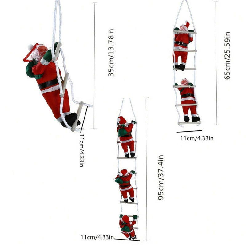 Climbing Rope Santa Claus Plush Doll Christmas Toy Gift Holiday Ornament Fireplace Decoration Chris 5