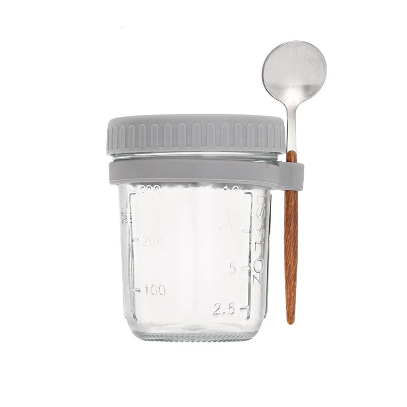 Transparent Glass HighValue Oat Cup With Lid And Spoon MultiColor Breakfast Cup Sealing With Scale 3