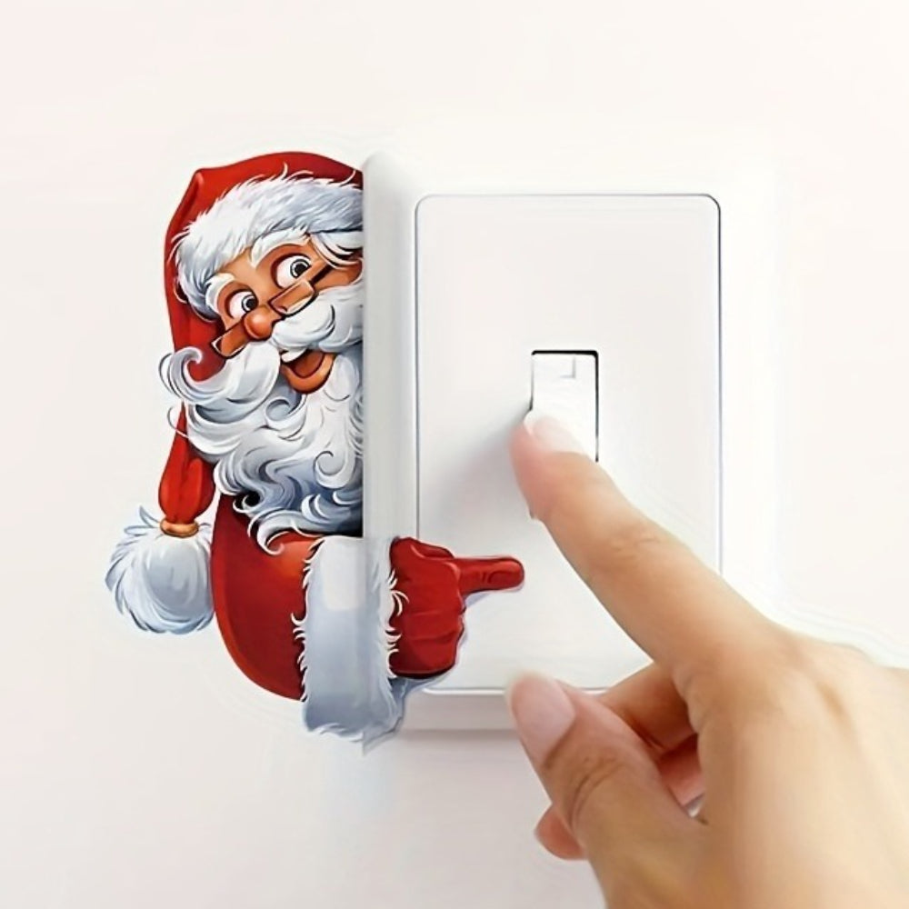 Christmas Decoration Switch and Wall Sticker for Home, Self-adhesive Santa Claus and The Snowman Vinyl Decals