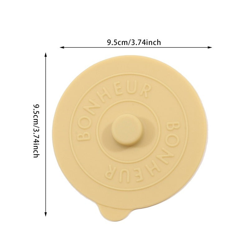 Round Creative Water Cup Lid, Simple Silicone Rubber Cover with Concave Embossed Letters, Leak-Proof