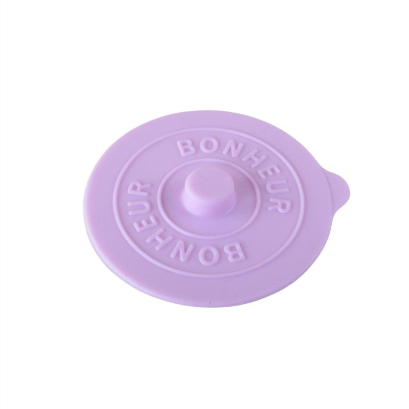 Round Creative Water Cup Lid, Simple Silicone Rubber Cover with Concave Embossed Letters, Leak-Proof